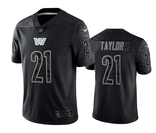 Men's Black Washington Commanders #21 Sean Taylor Reflective Limited Stitched Football Jersey